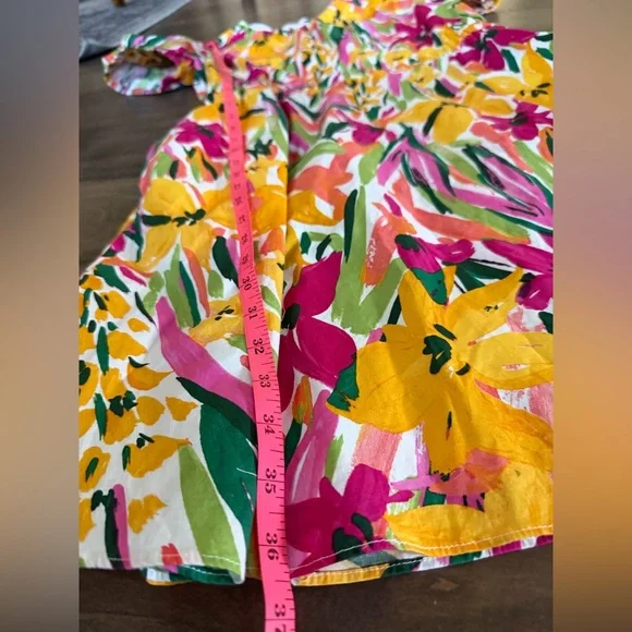 NEW MAGGY LONDON floral printed flutter sleeve dress in jade & golden sz 12 - Picture 10 of 10